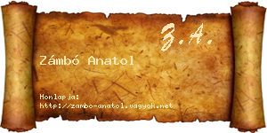 Zámbó Anatol névjegykártya